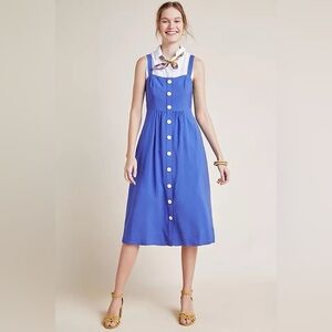 Anthropologie Maeve Rosemary midi dress in blue seersucker